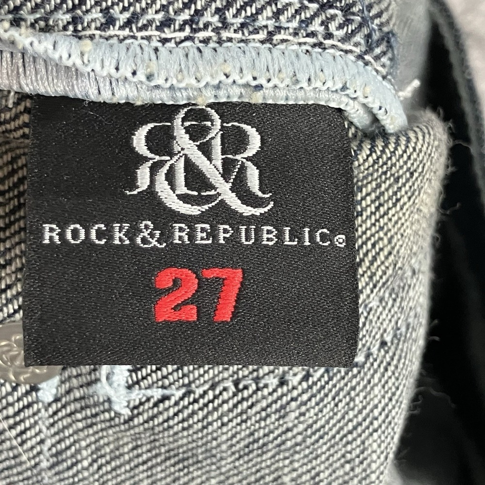Rock & Republic Womens Sz 27 Dark Wash Flare Jeans Contrast Stitch Denim NWT - Picture 9 of 12